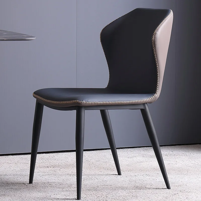 

Italian carbon steel poly urethane dining chair Chair Modern minimalist creative home dining room armchair Nordic luxury.