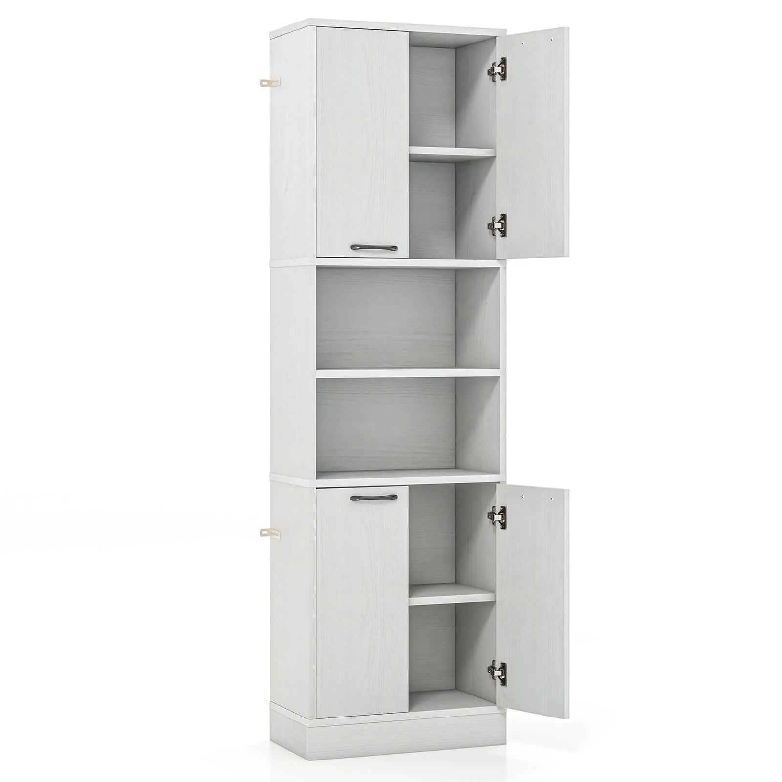 

75" Tall Freestanding Bathroom Storage Cabinet w/ 4 Doors & 2 Open Compartments