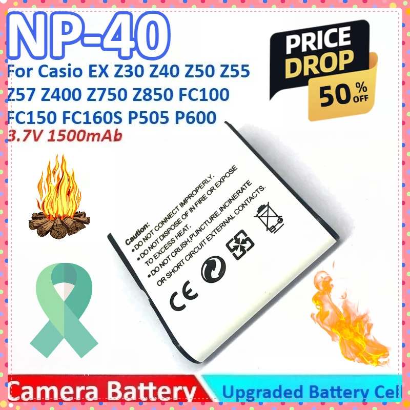 

New 1500mAh 3.7V NP-40 Camera Battery+Charger for Casio EX Z30 Z40 Z50 Z55 Z57 Z400 Z750 Z850 FC100 FC150 FC160S P505 P600 P700