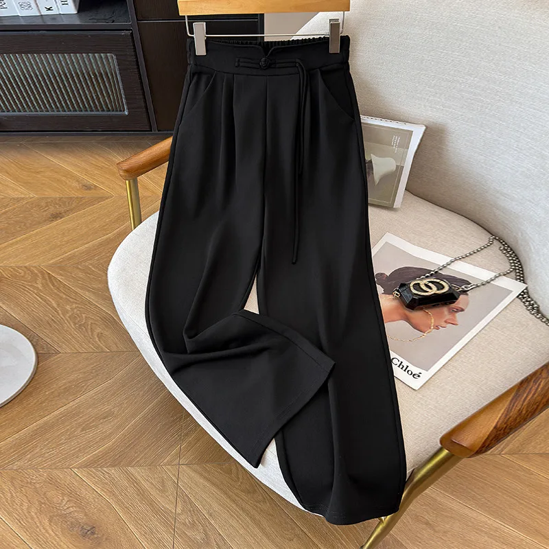 6XL 7XL 100/150kg Large Size Cropped Pants Women Spring Summer Casual Loose Fitting High Waisted Straight Wide Leg Suit Pants