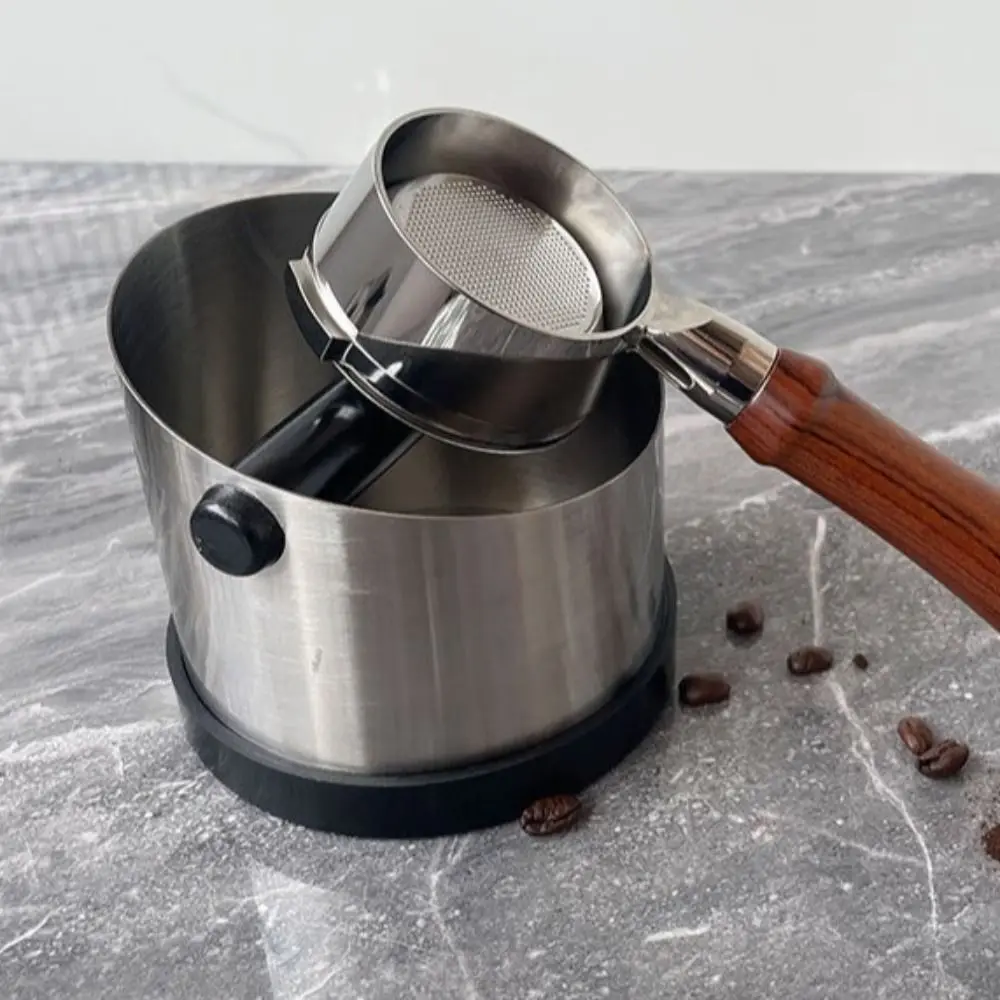 Shock Absorbent Coffee Knock Box Durable Anti Slip Base Coffee Grounds Bucket Large Capacity Removable Knock Bar