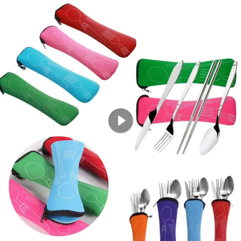 Bolsa de vajilla lavable con cremallera, Kit de cubiertos de viaje, bolsa portátil para vajilla de cena, herramienta para el hogar, viaje y Camping