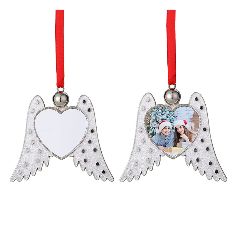 Free Shipping 10 Pcs/Lot Angel Wing/Pet/Bell Sublimation Blanks Christmas Ornaments For Christmas Decoration