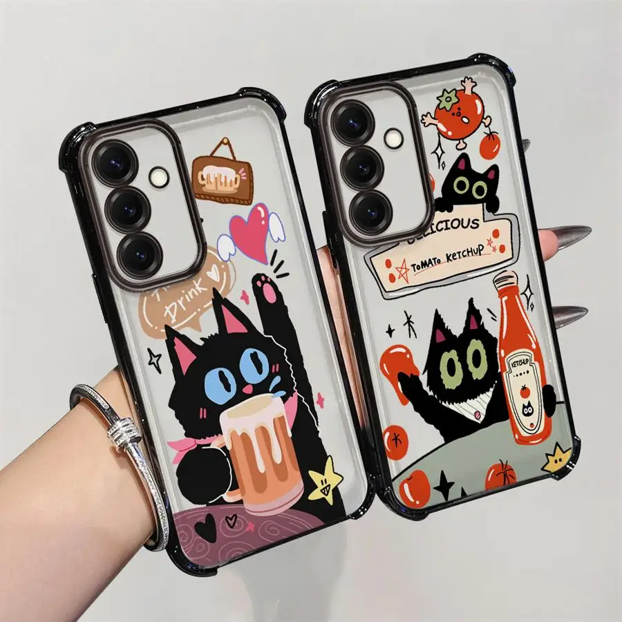 Fun Cat Case for Samsung Galaxy A24 A25 A21s A13 A35 A36 A26 A33 A15 A16 A52 A17 Phone Cover