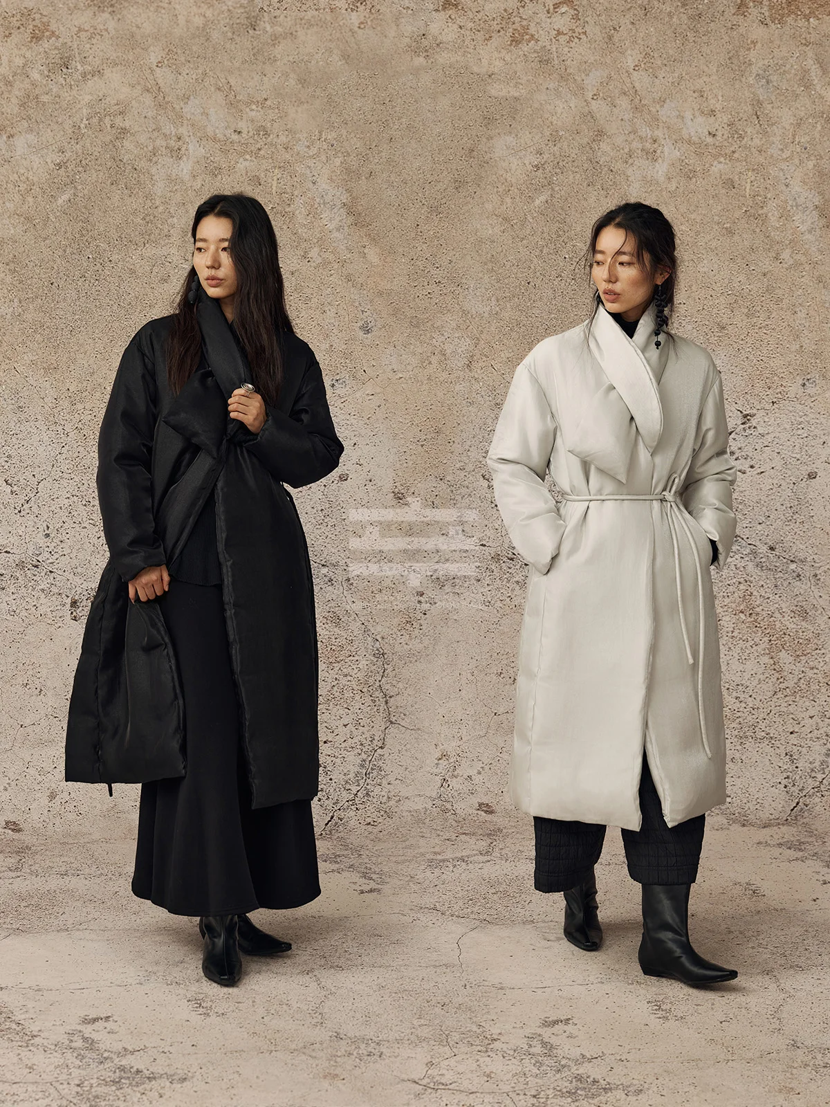 

Женское зимнее пальто Ele Eastern Sle Long Robe белого цвета с поясом, модное, теплое, с наполнителем из хлопка и полиэстера, V-образный вырез