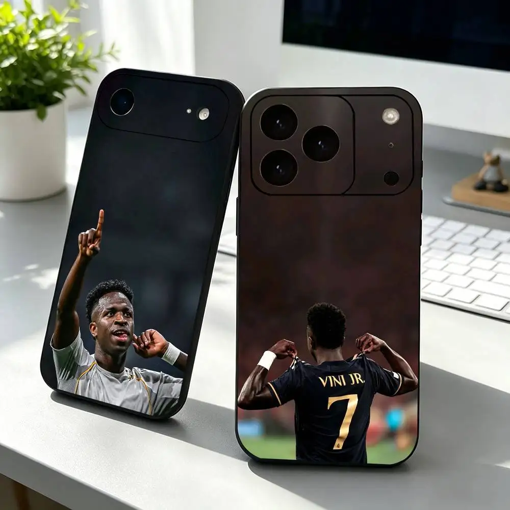 

Vinicius-S J-Junior-R Football 7 Phone Case For iPhone 17,16,15,14,13,12,11 Plus,Pro Max,XS,Soft Silicone Black Cover