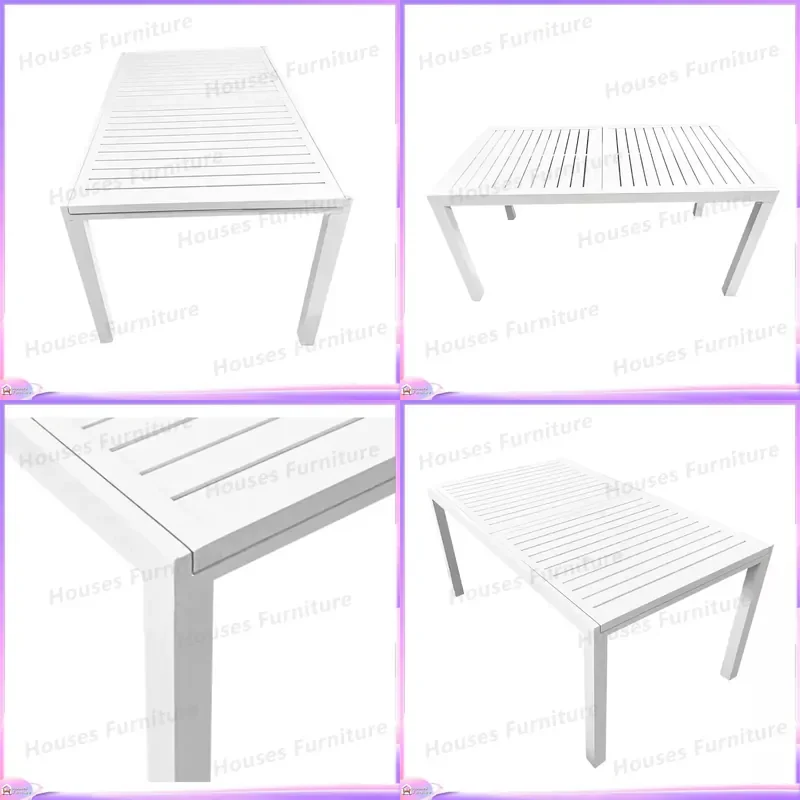 Outdoor Aluminum Garden Terrace Table Modern Space Saving Rectangular Retractable Dining Table Patio Furniture Waterproof