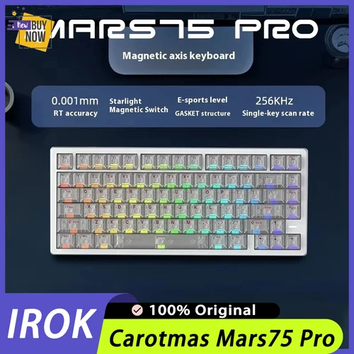 IROK Carotmas Mars75 Pro 8K Teclado mecánico magnético con cable 75% 0.001mm 0.125ms teclado para juegos de deportes electrónicos accesorio para jugadores de PC