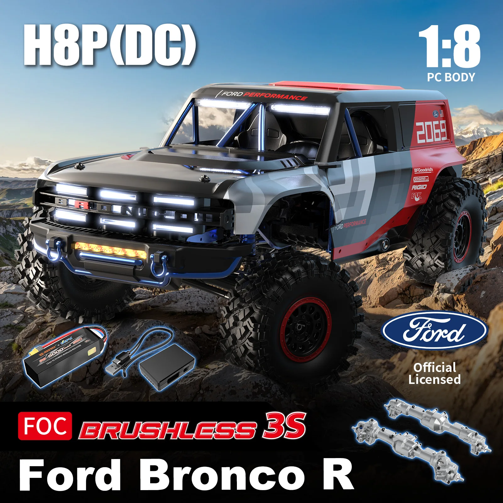 MJX HYPER GO H8P 1/8 Bilancia RC Auto 3S Brushless RTR 4WD Fuoristrada Arrampicata Veicolo Simulazione Giocattoli di Controllo Remoto ﻿ come regalo
