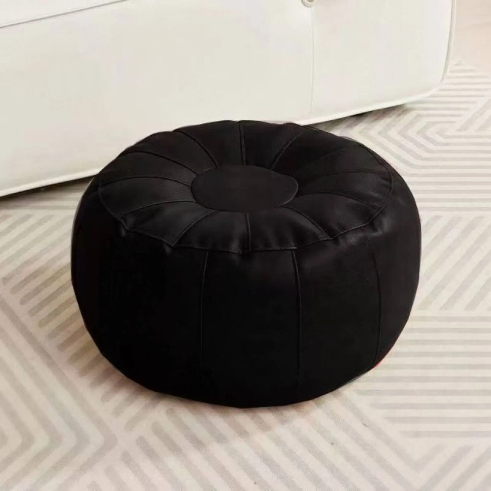 Unstuffed Pouf Cover Multi-Functional Round Leather Ottoman Cover North Africaninfluenced Design Pouf Long-Lasting Footstool