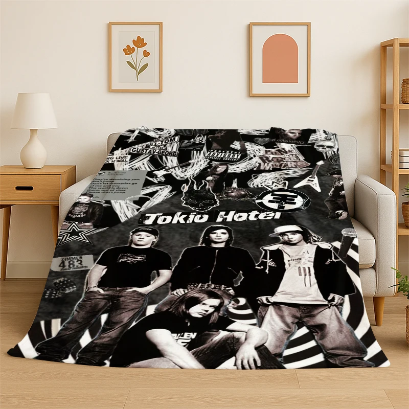 Rock Band Tokio Hotel Bill Kaulitz Flannel Blanket Soft Warm Throw Blanket for Bedroom Living Room Bed Travel Camping Picnic