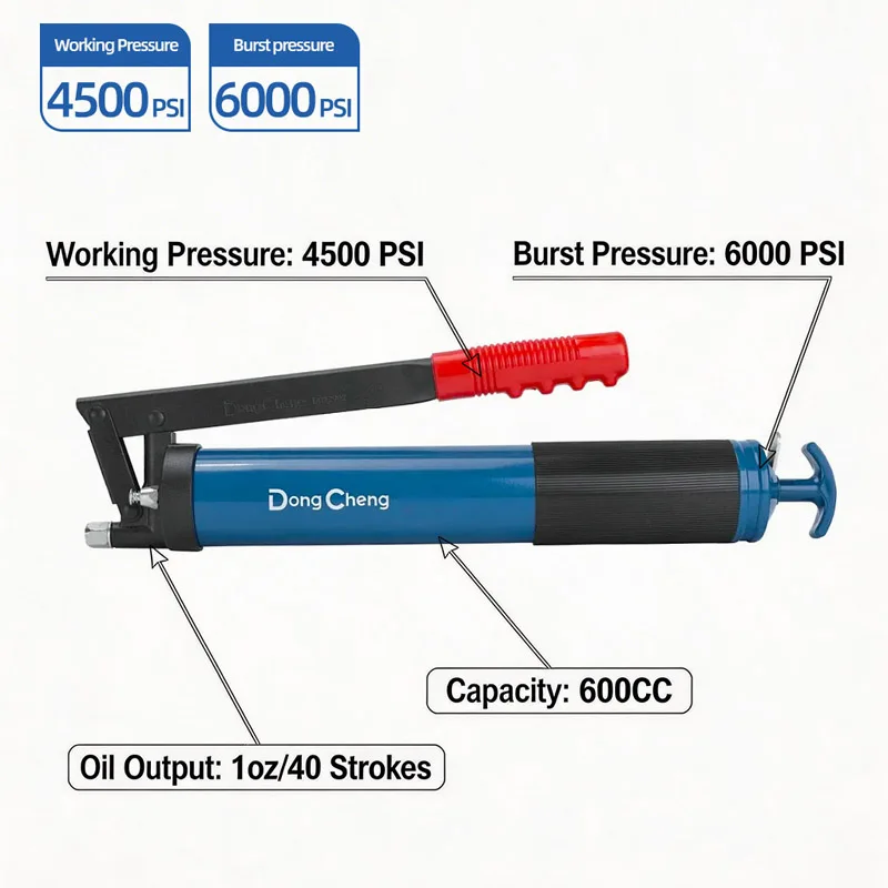 600CC Grease Gun Seamless Copper Barrel Precision Thread No-Leak Anti-Strip Heavy Duty Corrosion Resistant Head Multi-Use Tool - view 2