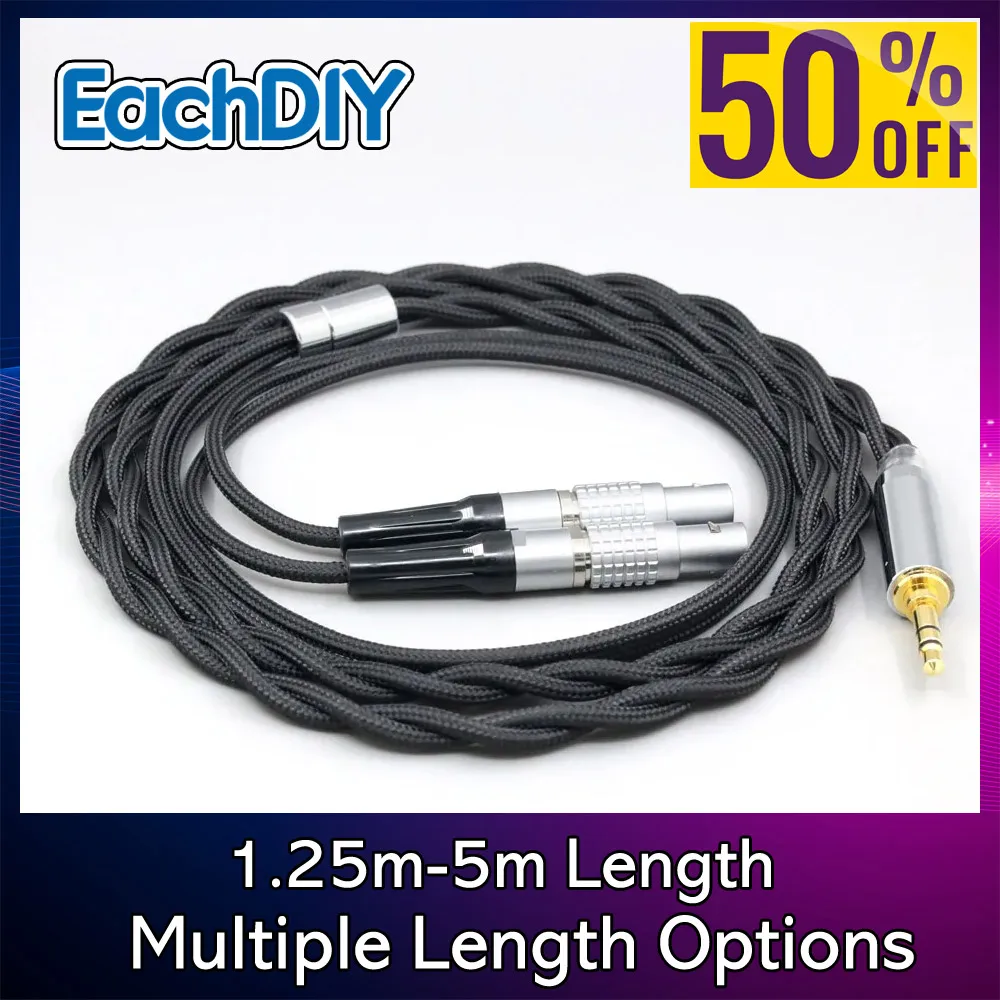 

Nylon Pure 99% Silver Shield Palladium Gold Graphene earphone Cable For Focal Utopia Fidelity Circumaural Headphone 8303