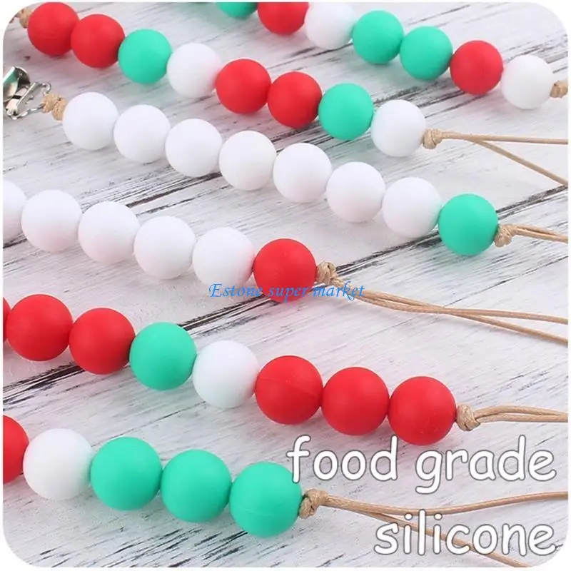 

090B Baby Soother Clip Anti-drop Pacifier Chain Silicone Bead Nipple Hanging Clips