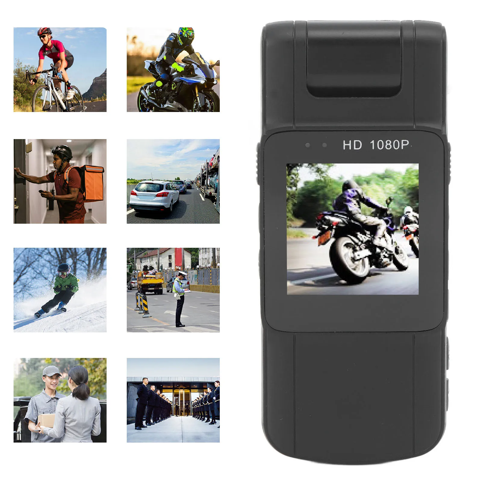 

Зажим для камеры, видеокамера с вращающимся объективом, 1080P, задний зажим ночного видения, экран 1,54 дюйма, тип C, зарядка для правоохранительных органов