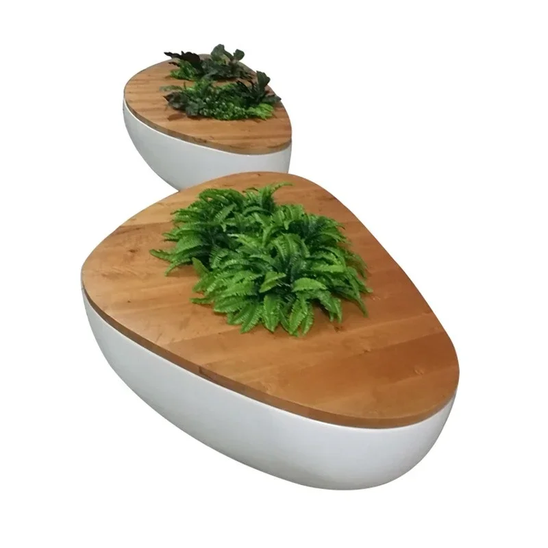 

Shopping mall Meichen FRP leisure chair wooden seat surface bench special-shaped fiberglass seat creative flower pool seat