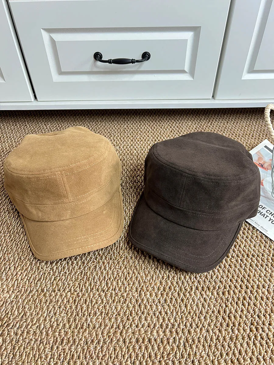 Flat Top Equestrian Hat for Men and Women, Autumn and Winter Versatile Large Head Circumference Face Slimming Newsboy Cap