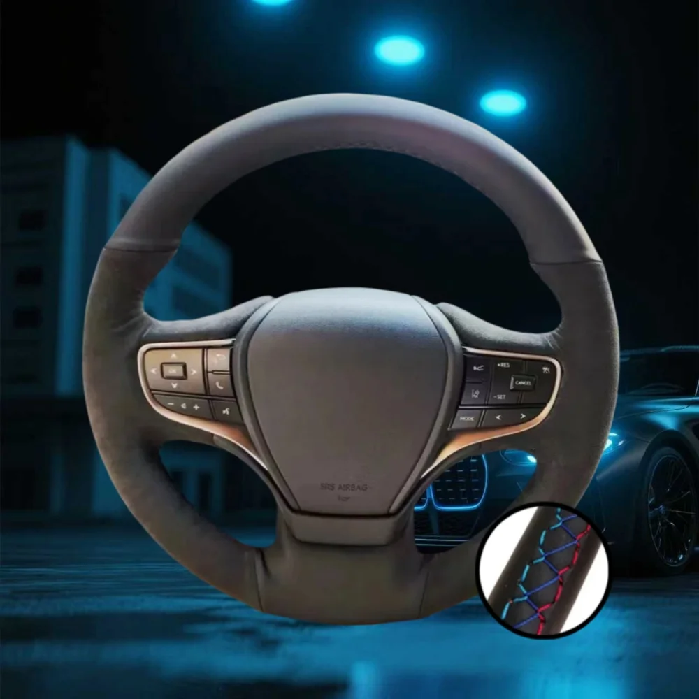 Car Steering Wheel Cover Hand-Sewn Genuine Leather For Lexus ES300h 2019-2021 ES350 2019-2021R Avant Steering Wrap Auto