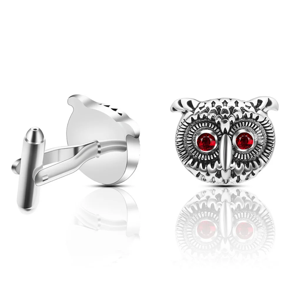 Vintage Silver Owl Cufflinks Men's Business Dress Cuff Nails Personalized Animal Element Accessories