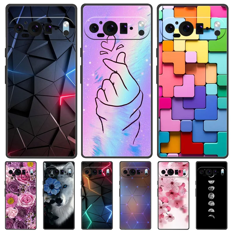 For Google Pixel 8 Pro Case Soft Black Silicone Bumper Butterfly Phone Cover for Googe Pixel8 8Pro Pixel8Pro 5G Cases Coque Capa