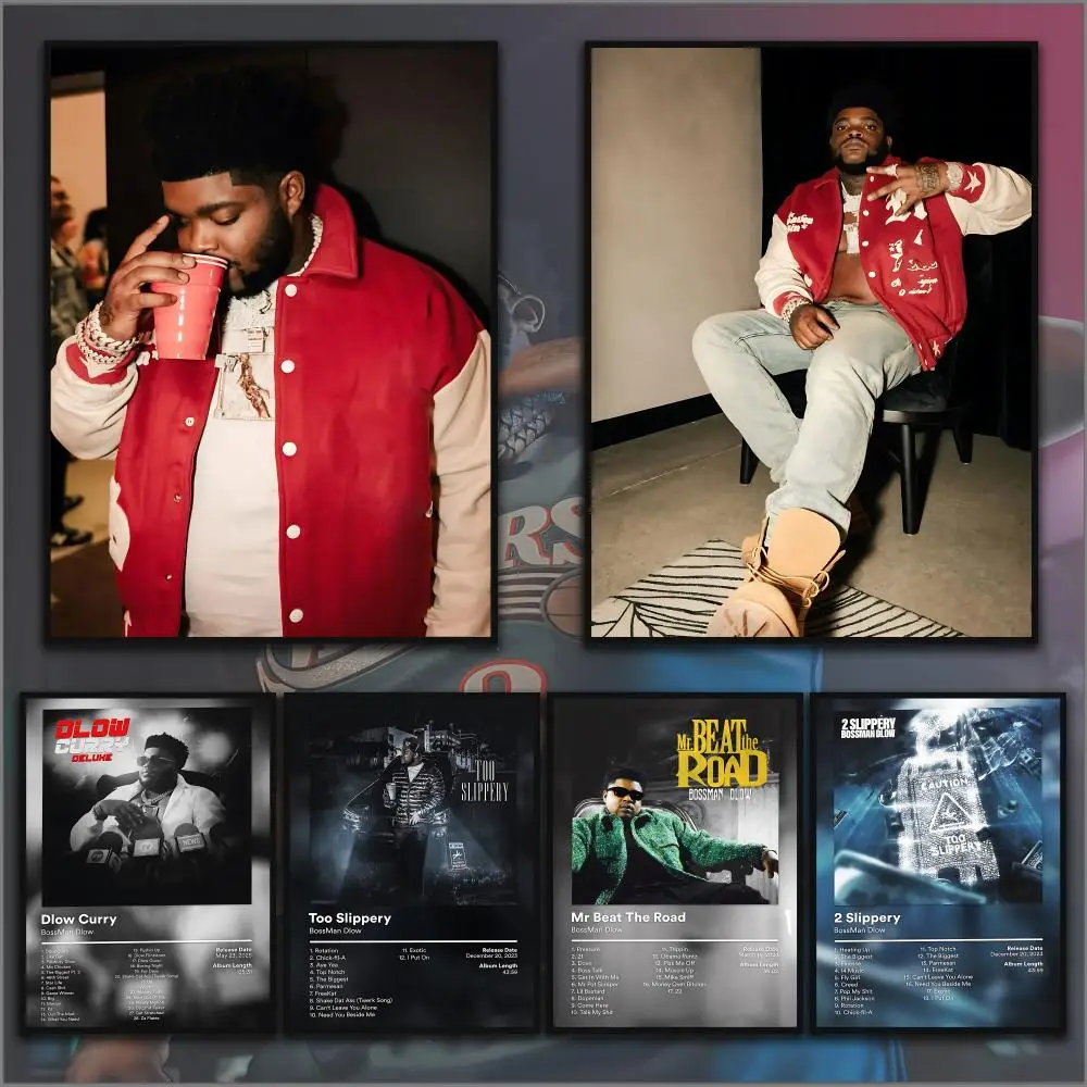 B-BossMan Dlow Rapper Album Poster Home Living Bed Room Bar Hallway Sticky Wall Printing Waterproof Aesthetic Decor