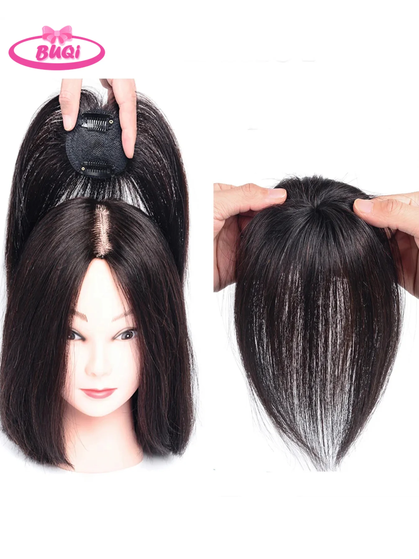 BUQI Synthetic Hair Bangs Side Fringe for Women 3D Middle Part False Bangs Clip-in Exrensions Invisible Hairpieces