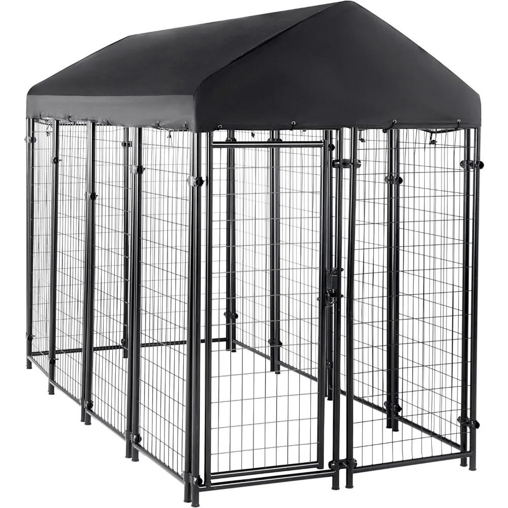 

Heavy Duty Outdoor Welded Wire Kennel Large Pet Crate Black 102 x 48 x 72