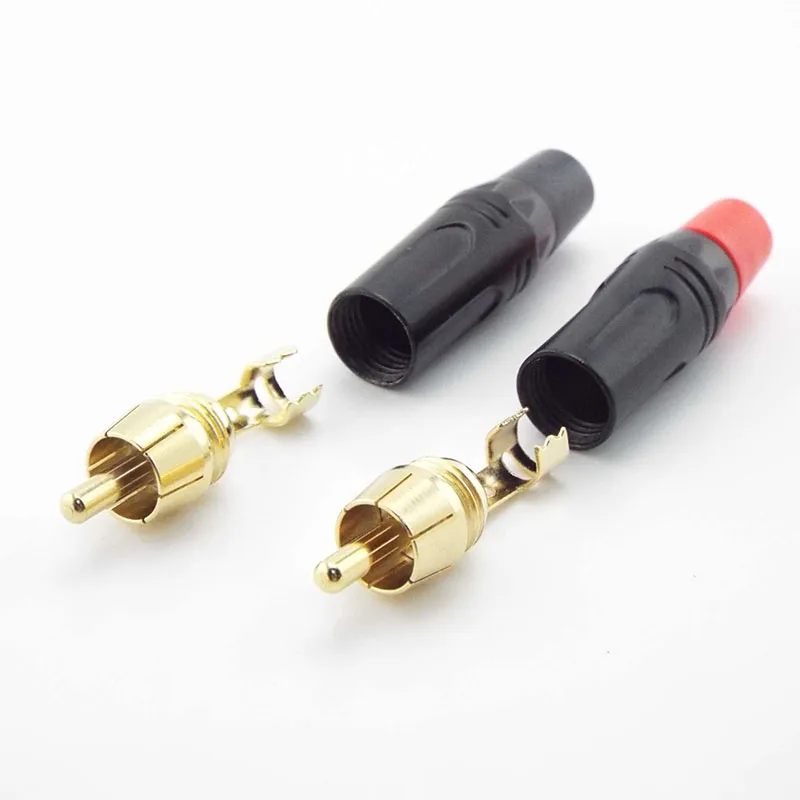 RCA Male Connector Gold Plating Audio Adapter Pigtail Speaker Plug for 6mm Cable Gold plated D5