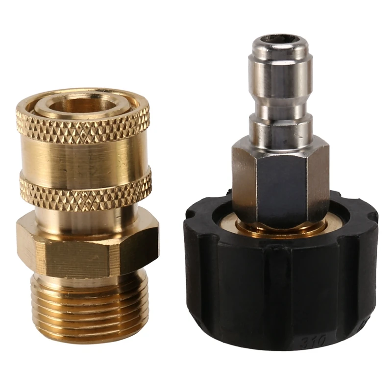 Pressure Washer Adapter Set M22 To 1/4 Inch Quick Connect Kit, M22 14Mm To 1/4 Inch Quick Connect Kit