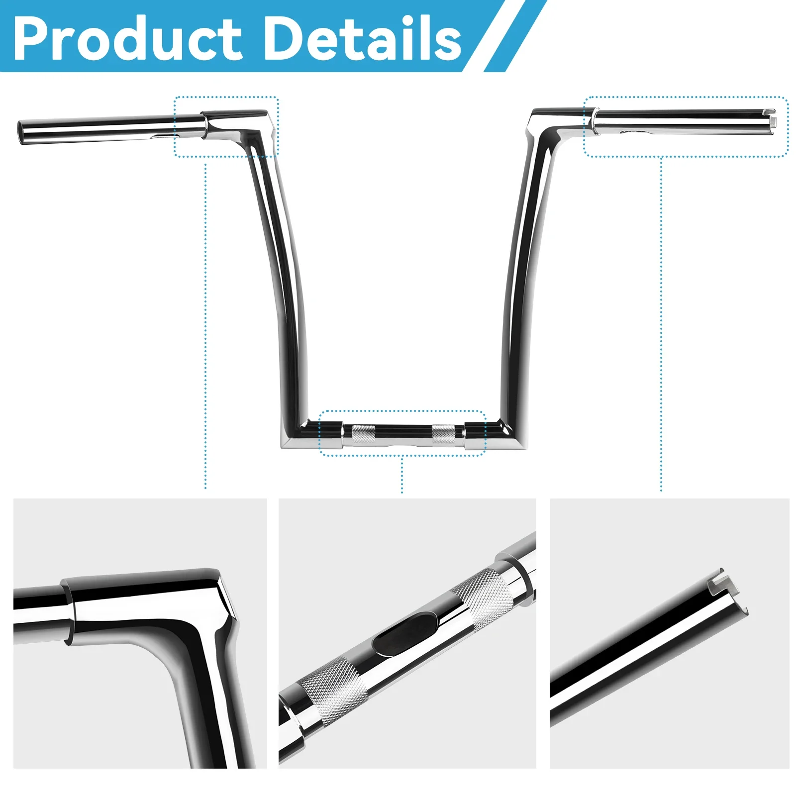 

alone Chrome 14" Fused Ape Hanger Handlebar Compatible With Most for Harley Dyna Softail Sportster XL883 1200 Road King Road Gl