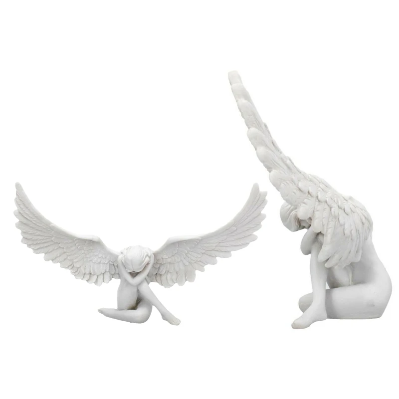 Sobbing Angel Garden Statue Angel Statues Resin Ornaments Angel Wing Miniature Figurines Home Decoration