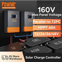 PowMr MPPT Solar Panel Controller Parallel 60A Solar Charge Controller For Battery 12V 24V 36V 48V LiFePO4 Li-on Lead Acid
