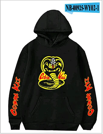 Черная толстовка COBRA KAI Толстовки для мужчин и женщин Harajuku Хип-хоп с капюшоном COBRA KAI для мальчиков и девочек Повседневные популярные пуловеры