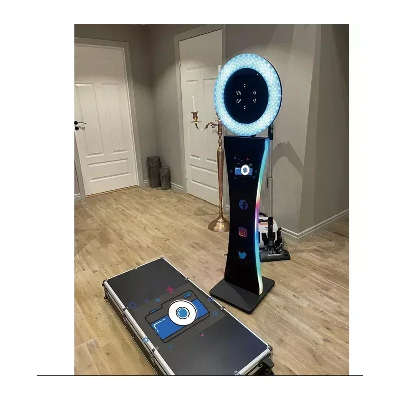 

360-degree rotating portable Roamer Ring Light Magic PhotoBooth Kiosk Selfie Photo Booth Vending Machine Shell Case