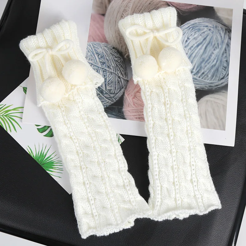 

1Pair Bow Girls Leg Warmer Elegant Children's Long Stocking Knitted Fashion Foot Cover Socks Crochet Loose Leg Warmer 3-10Years