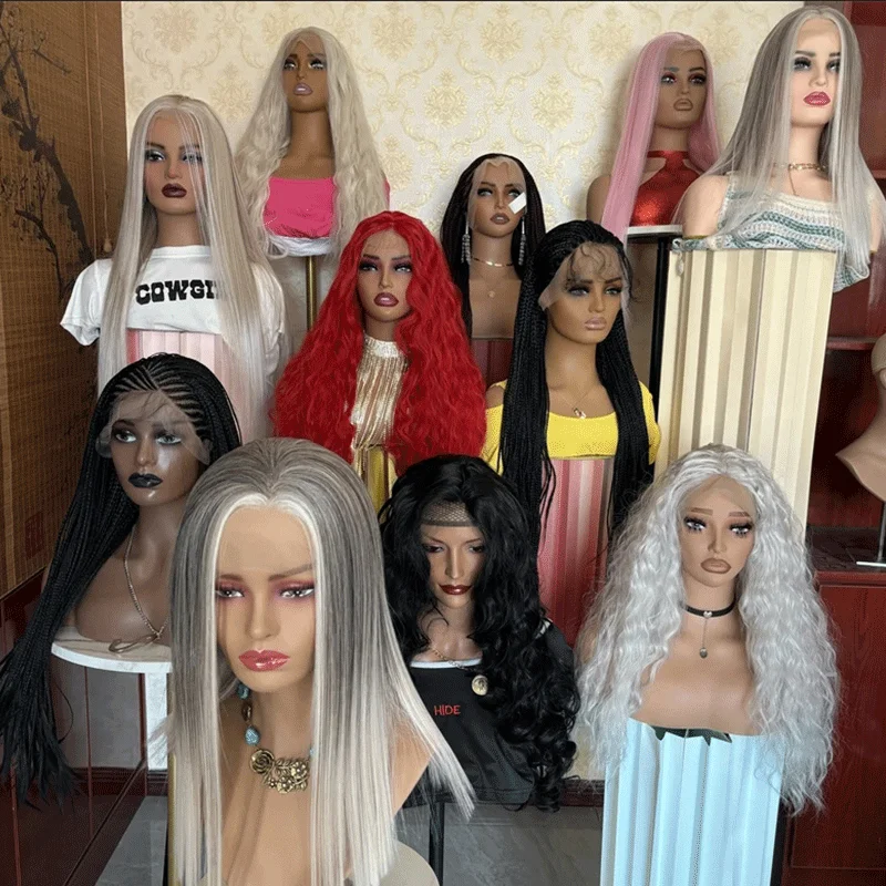 Ombre Gloden Wig sintetis Wig berombak panjang kulit kepala besar serat tahan panas untuk rambut sehari-hari wanita penggunaan pesta Cosplay