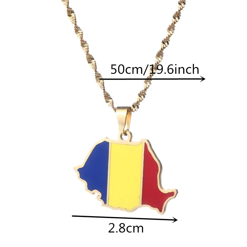 Romania Map Flag Pendant Necklaces Romanian Jewelry