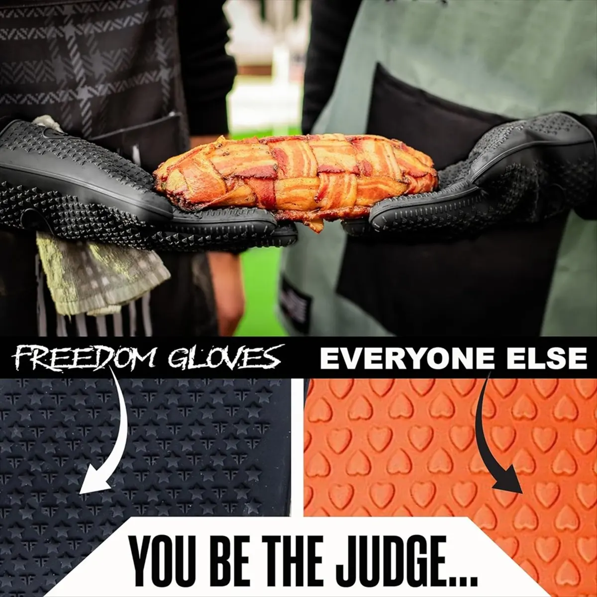 AT54 Silicone Oven Mitt Gloves - Heat Bbq Gloves with Fingers for Grilling or Smoker Pit, Easy Clean