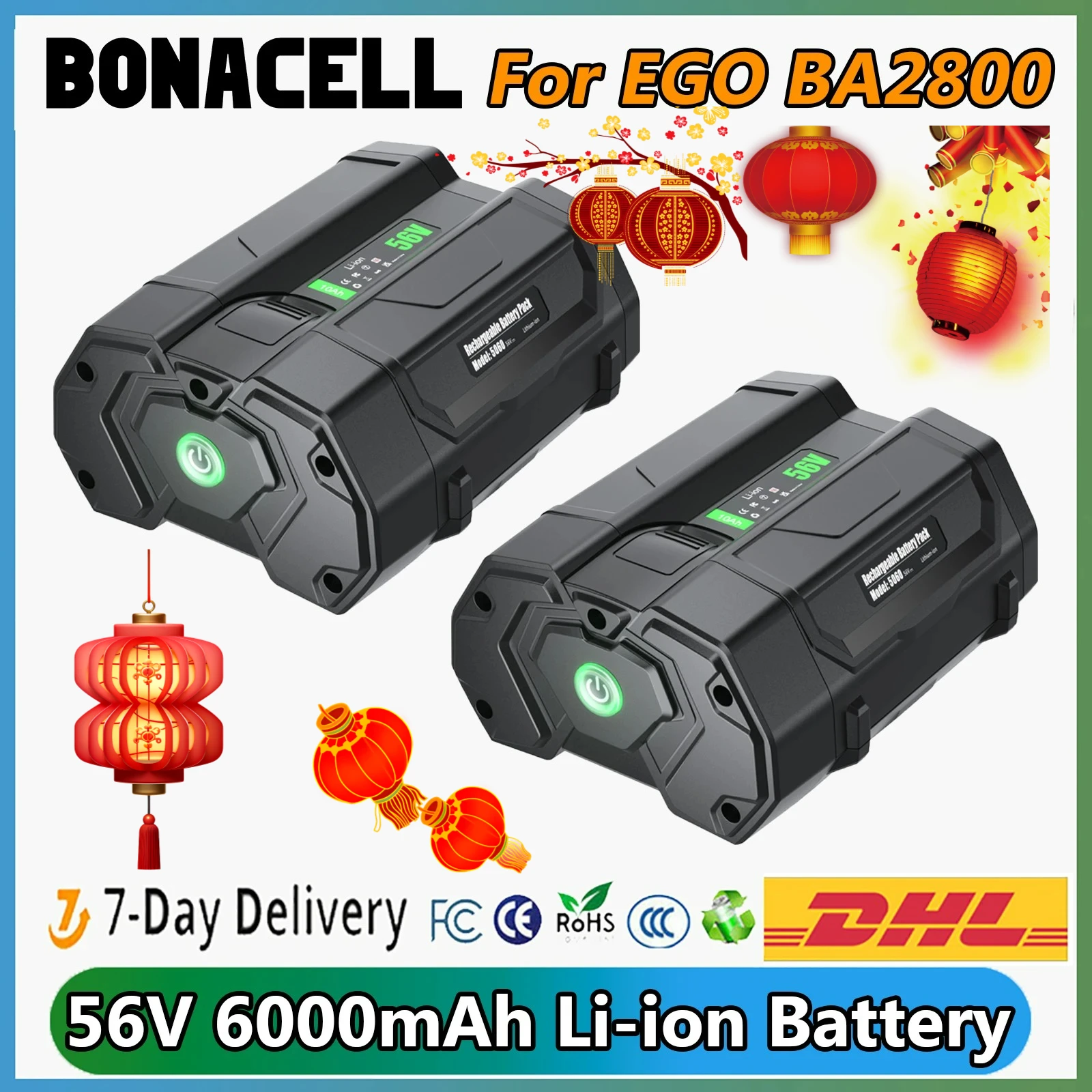 EGO BA2800 56V 6000mAh 교체용 배터리 EGO BA2800T BA4200 BA4200T BA1400 BA1400T BA5600T BA2240 BA1120 호환