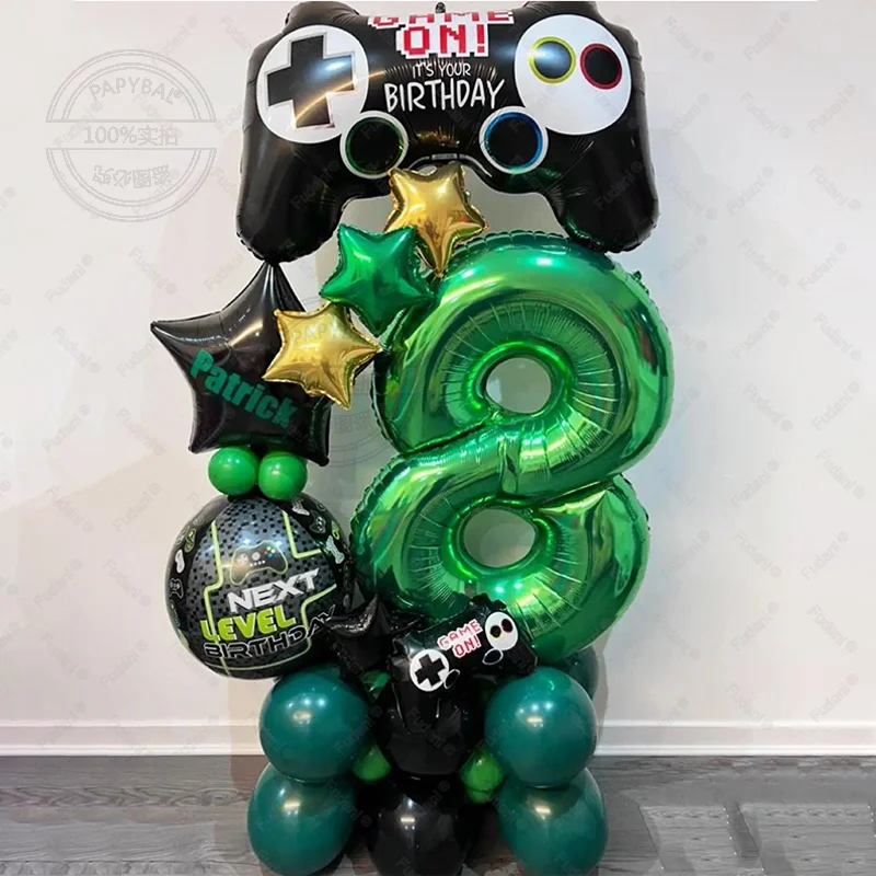 31 قطعة من بالونات موضوع لوحة الألعاب باللون الأخضر رقم مجموعة بالونات عيد الميلاد موضوع اللعبة ديكور الحفلات هدايا مفاجأة لأعياد ميلاد الأطفال #3