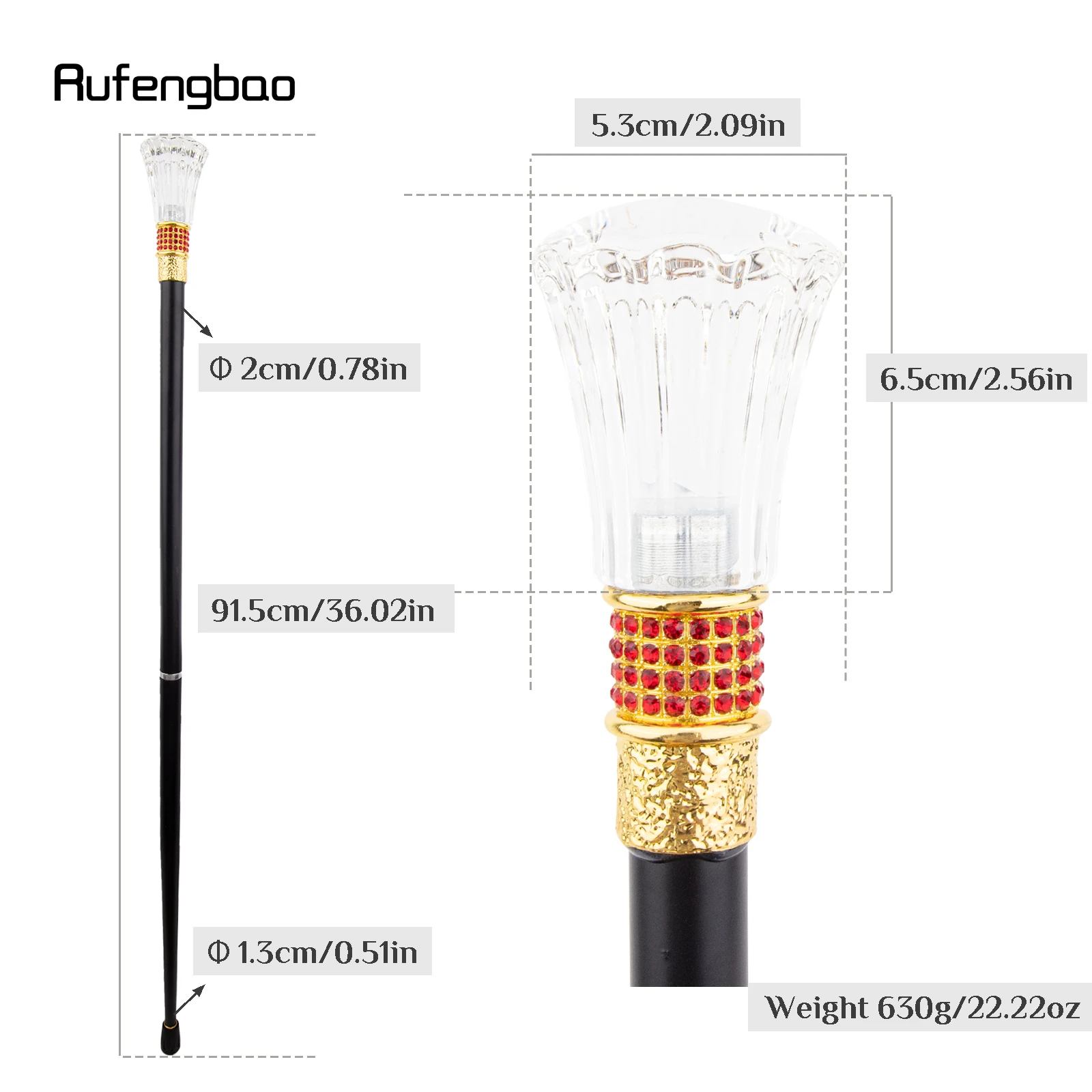 Transparent Ball Glass Golden Red Alloy Fairy Wands for Girls Princess Walking Stick Wand Cosplay Wedding Birthday Party 92cm