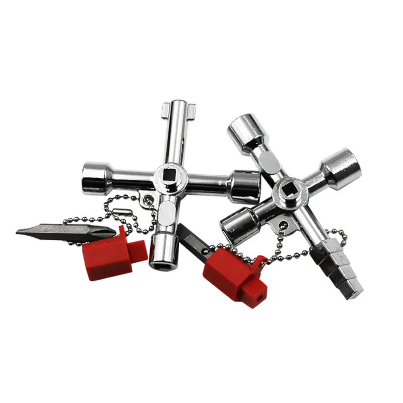 Multifunction Cross Switch Square Key Wrench Zinc Alloy Universal Square Triangle For Water Meter Valve Elevator Cupboard Box