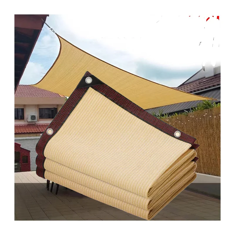 High Quality 65% Black Beige Outdoor Sun Shading Cloth 6m*8m Shade Sail