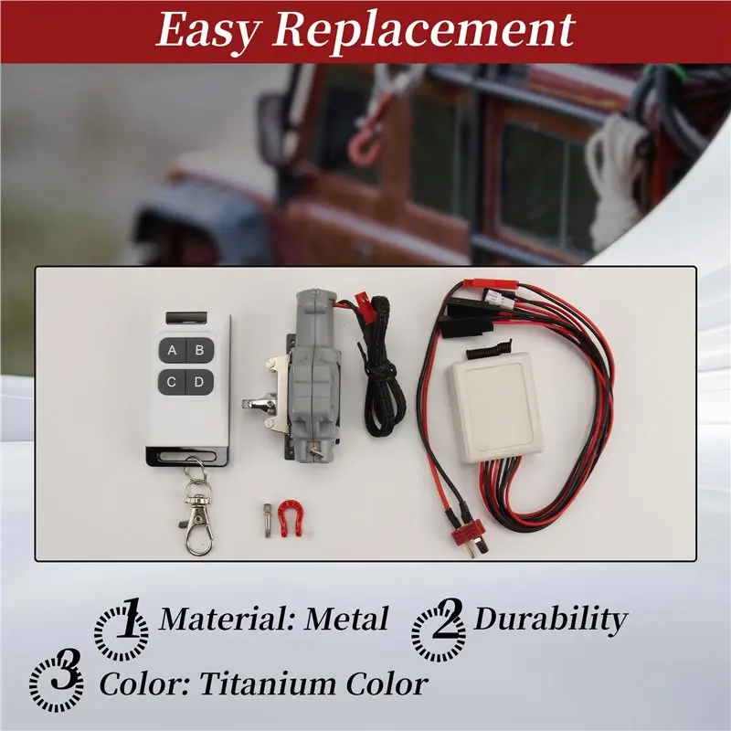FBIL-Rescue Metal Winch Climbing Car Model 1/10 For 1/10 RC Crawler Multifunction Remote Control New Titanium Color