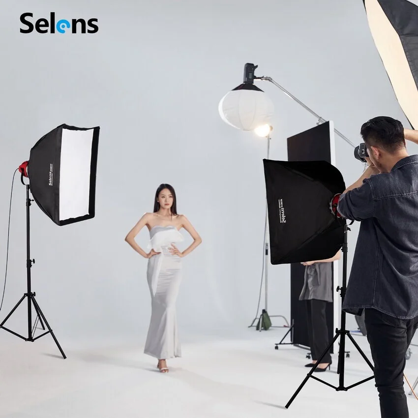 Selens Studio Photo Light 800W Dimmable Video Lamp 60X80CM Honeycomb Grid Softbox for Red Head light Flash