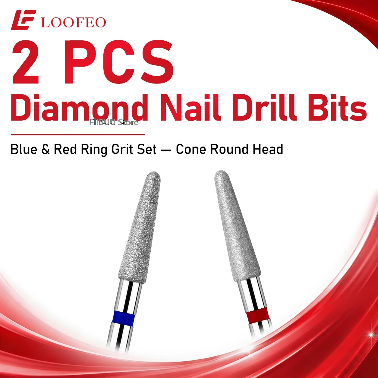 Medium Fine Grit Diamond Nail Drill Bit Set 2pcs Milling Cutter for Manicure Pedicure E-File Bits Nail File Cuticle Burrs Remove