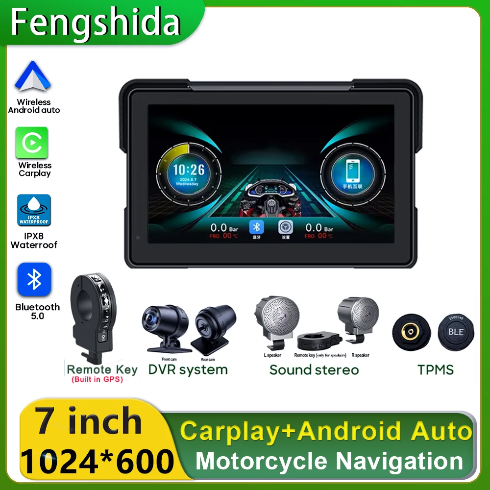 Carplay Motorcycle GPS Navigation IPX8 Waterproof For Moto Android Auto Multimedia Digital Dashboard Display Screen Monitor Bike