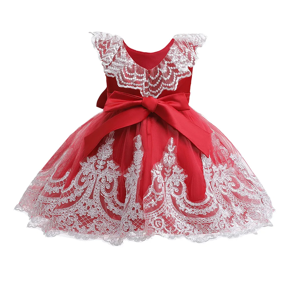 Christmas Newborn Clothes for Infant Hollow Lace Baby Dress 1st Birthday Party Princess Girls Wedding Dresses 6M-6 Years