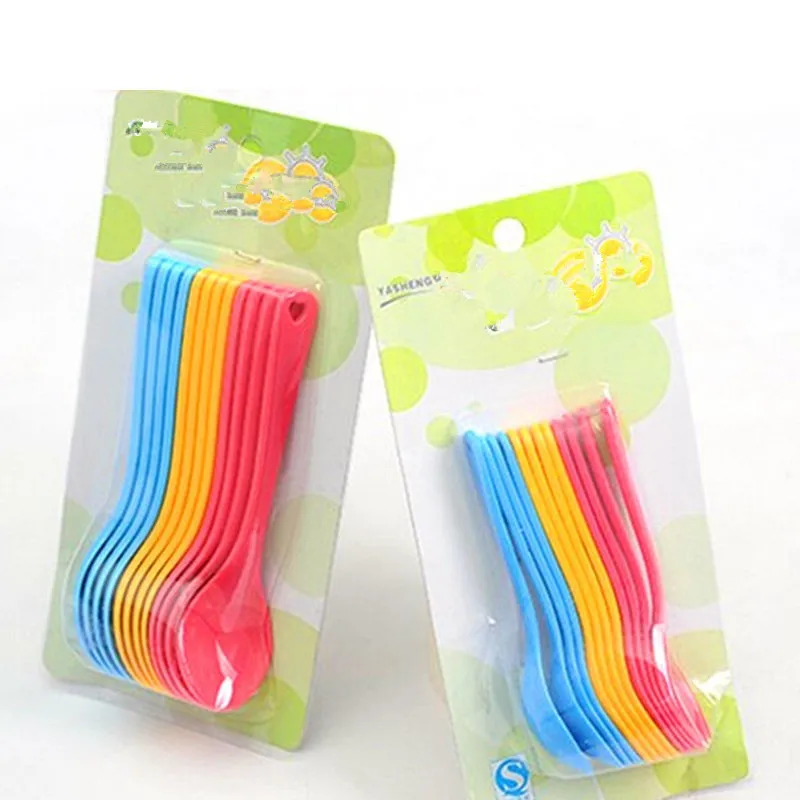 Zufällig 12 Teile/satz Sicher Kunststoff Baby Training Essen Löffel Set Lebensmittel Für Kinder Heißer Verkauf Baby Kleinkind Fütterung Löffel