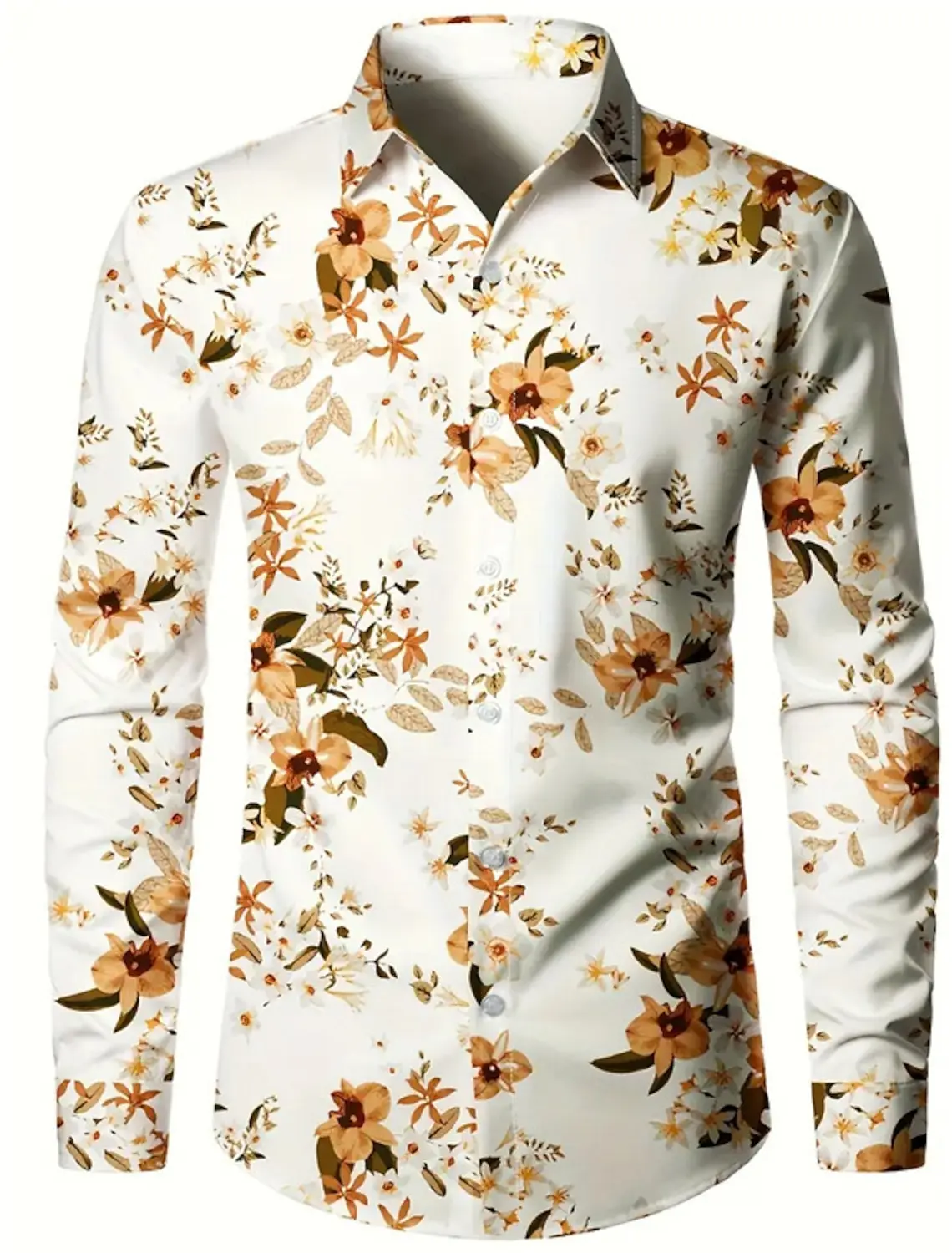 Bloemen Casual Heren Overhemd Met Lange Mouwen Outdoor Street Casual Dagelijks Herfst En Winter Turndown Shirt Met Lange Mouwen Trend Lange Shirts